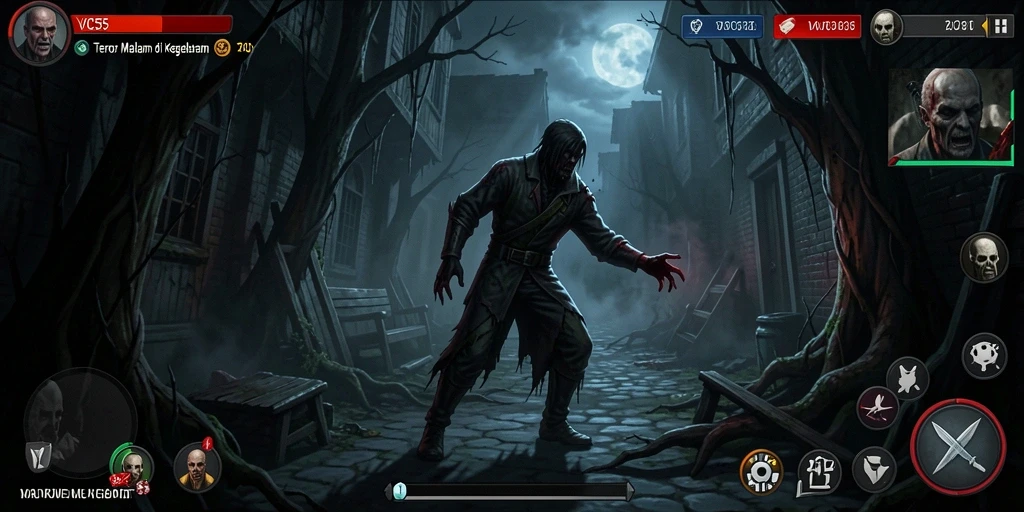 Tangkapan layar gameplay VC55 yang menegangkan dan menyeramkan.